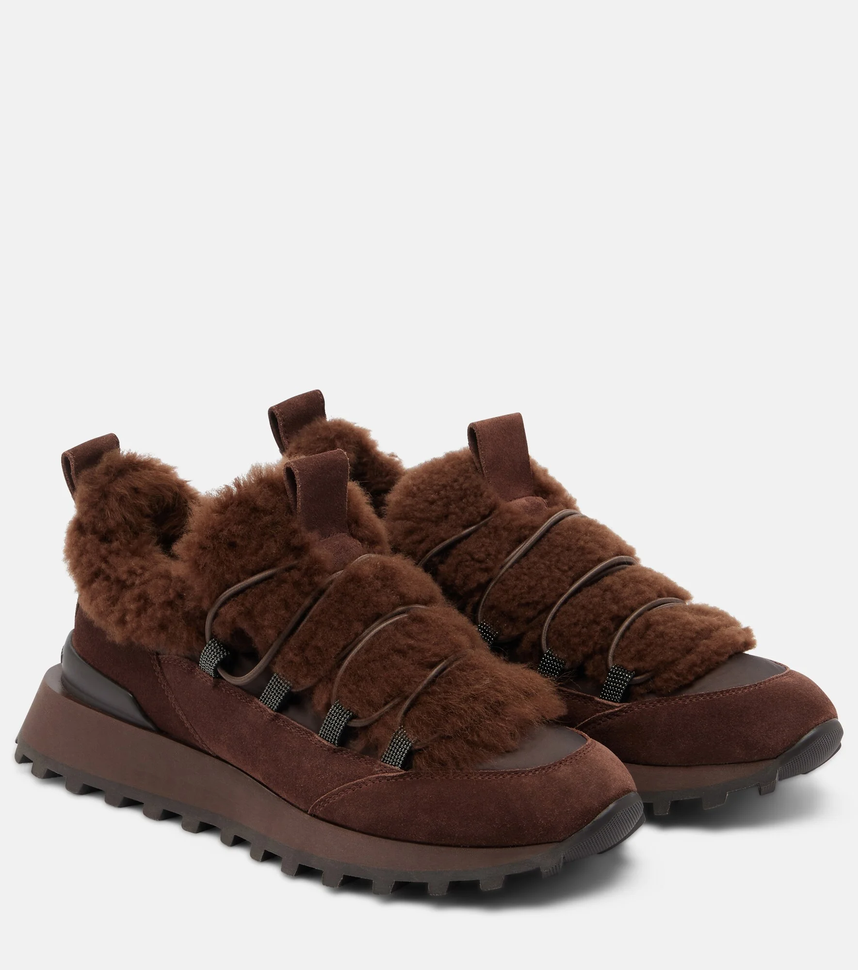 Monili shearling-trimmed suede sneakers - 1