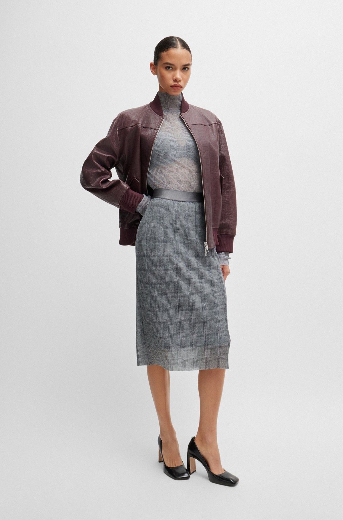 STRETCH-TULLE SLIM-FIT SKIRT WITH SEASONAL PRINT - 3