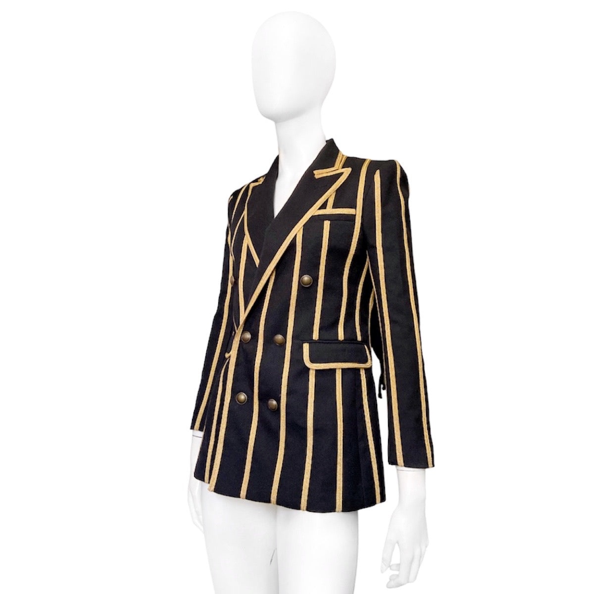 Saint Laurent Spring 2019 Metalica Gold Striped Double-Breasted Blazer 36 - 5