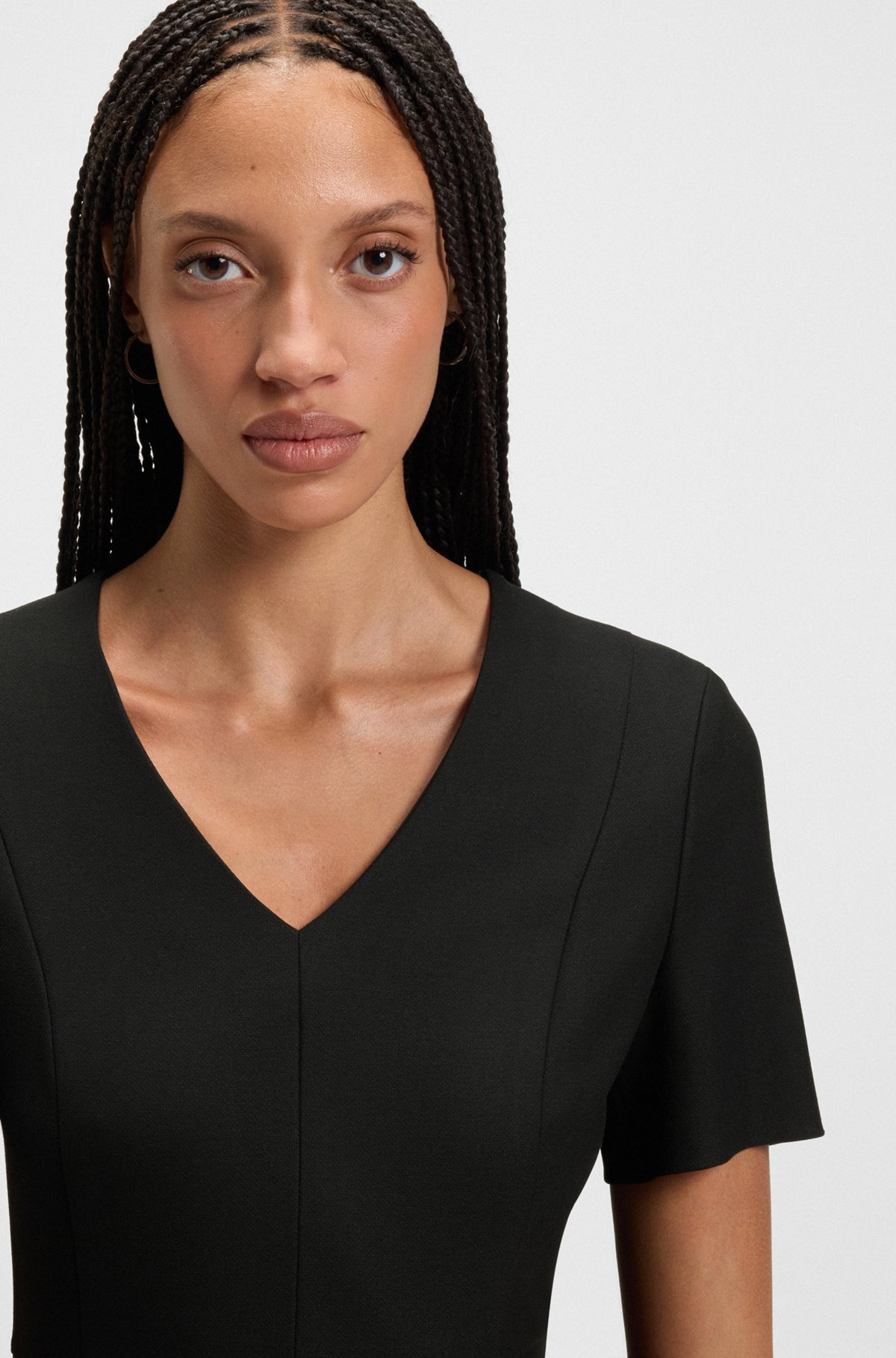 V-NECK DRESS IN STRETCH FABRIC - 5