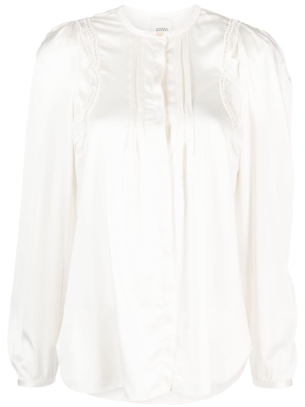 lace-detail pleated blouse - 1