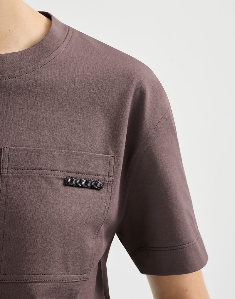 Cotton jersey T-shirt with shiny tab 4