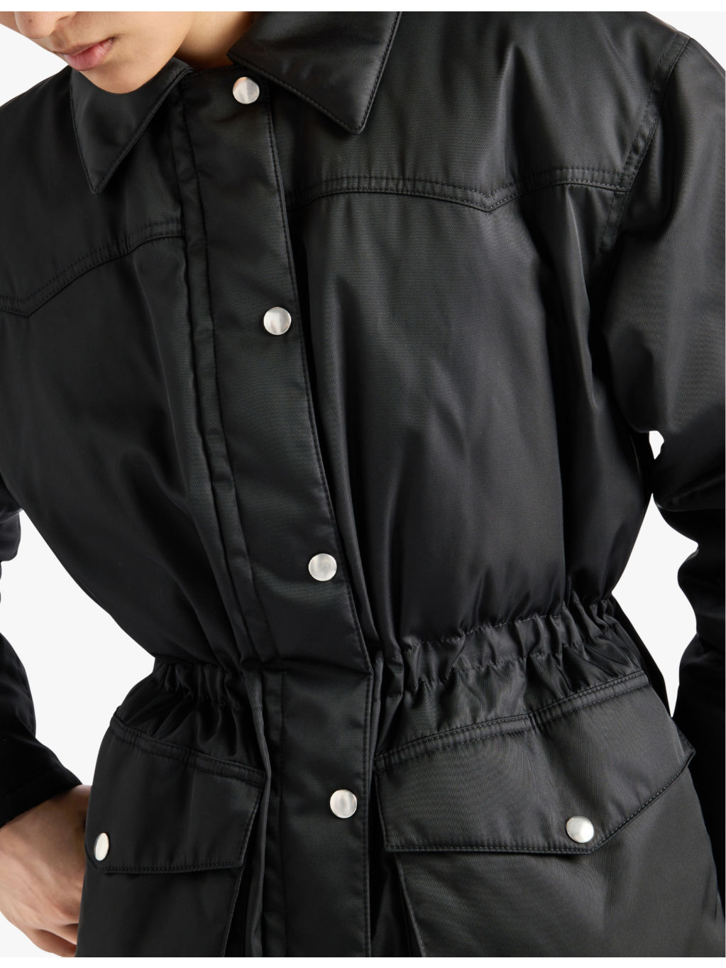Re-Nylon triangle-logo drawstring-waist shell-down jacket - 4