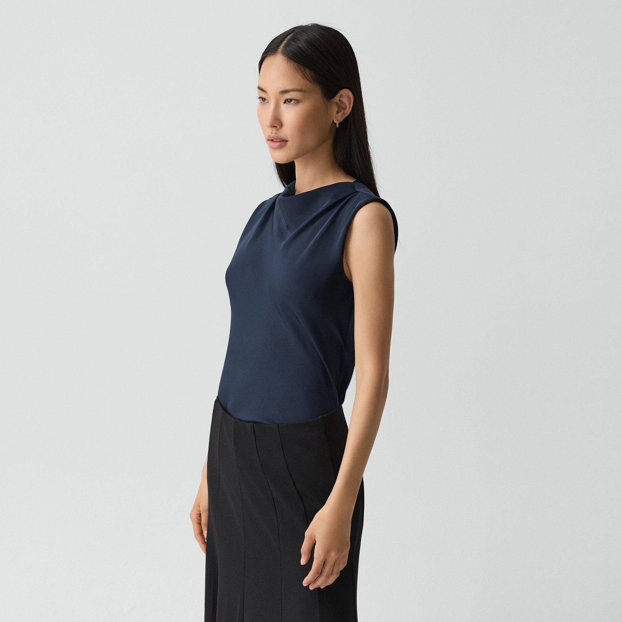 Cowl Neck Top in Silk Georgette - 3