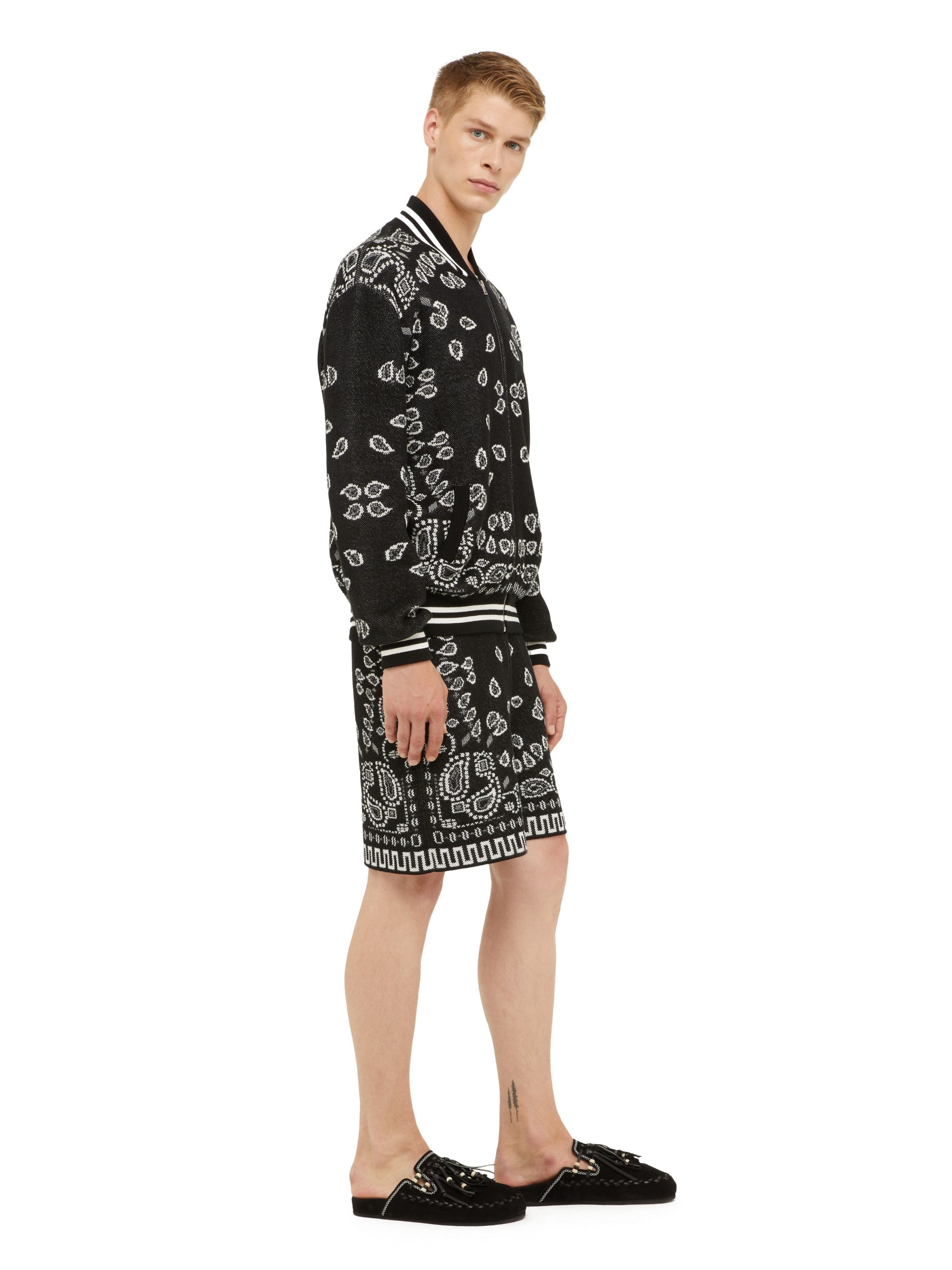 Bandana Piquet Jacquard Bomber Jacket - 5