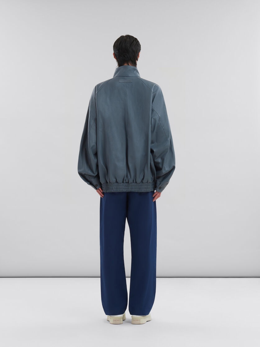 TEAL NAPPA LEATHER BOMBER JACKET - 3