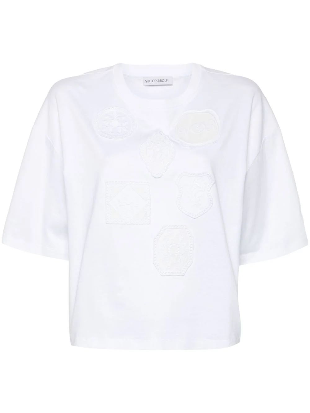 Godet tulle-detail cotton T-shirt - 1