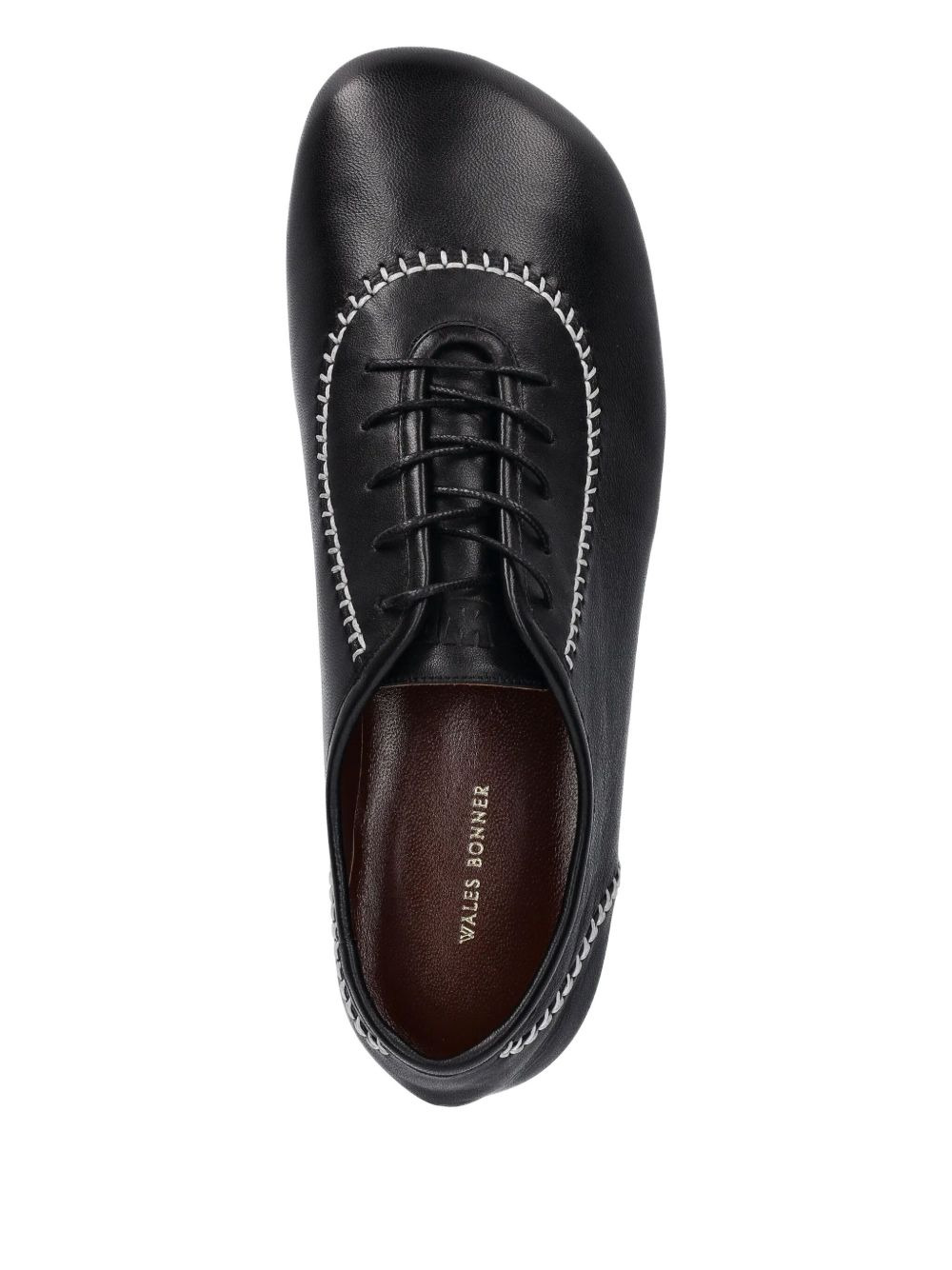 lace-up contrast-stitch shoes - 3