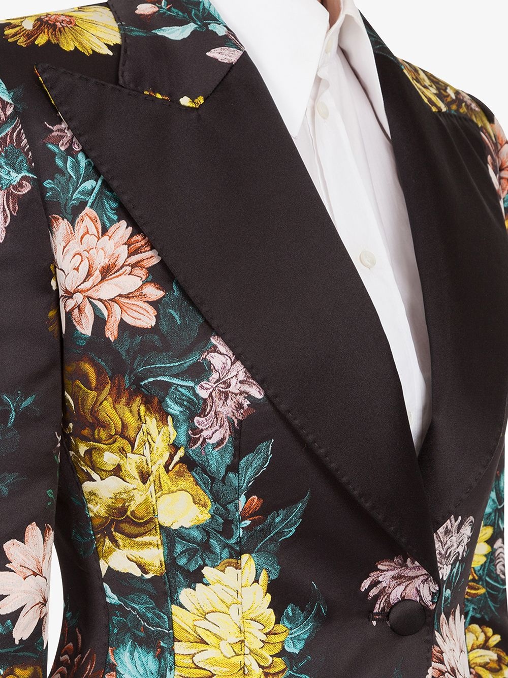 floral jacquard detail blazer - 5