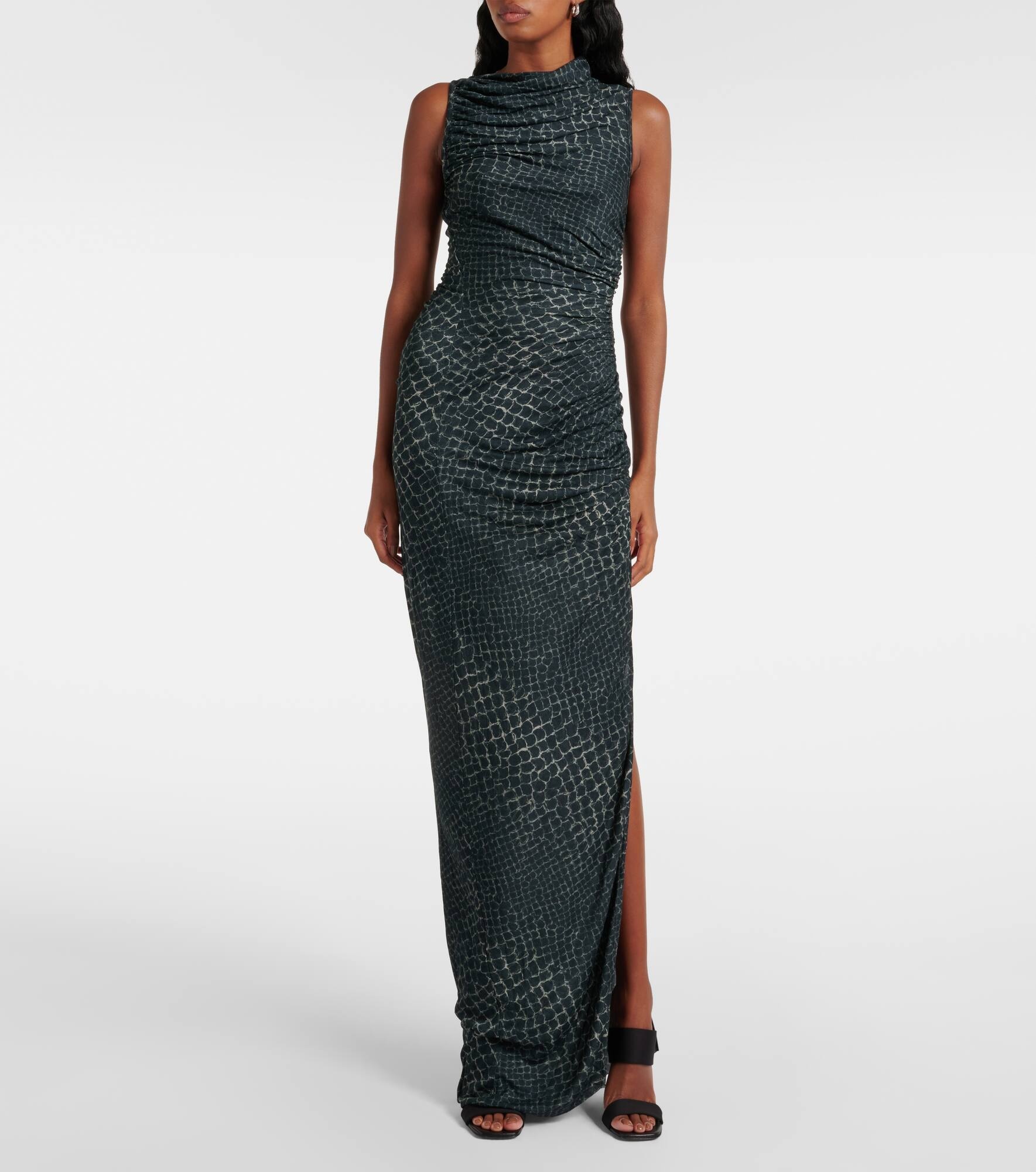 Svita printed ruched jersey gown - 2