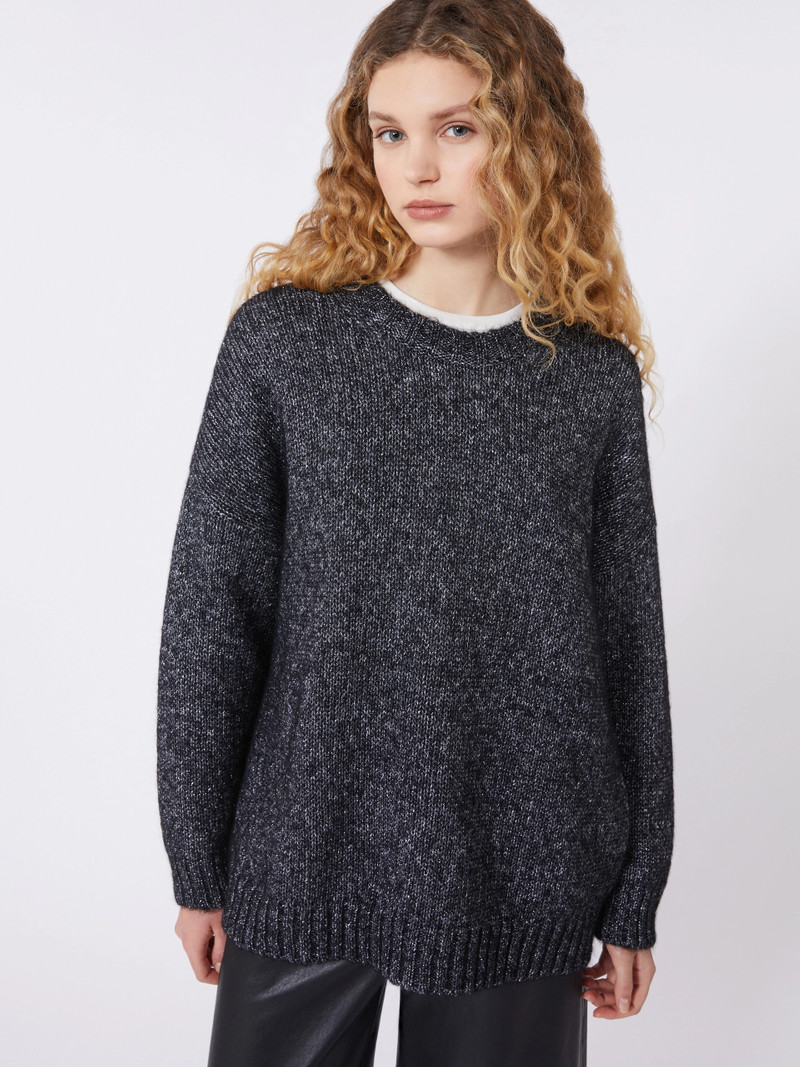 FURETTO Oversized mohair and lurex sweater - DARK GREY 5