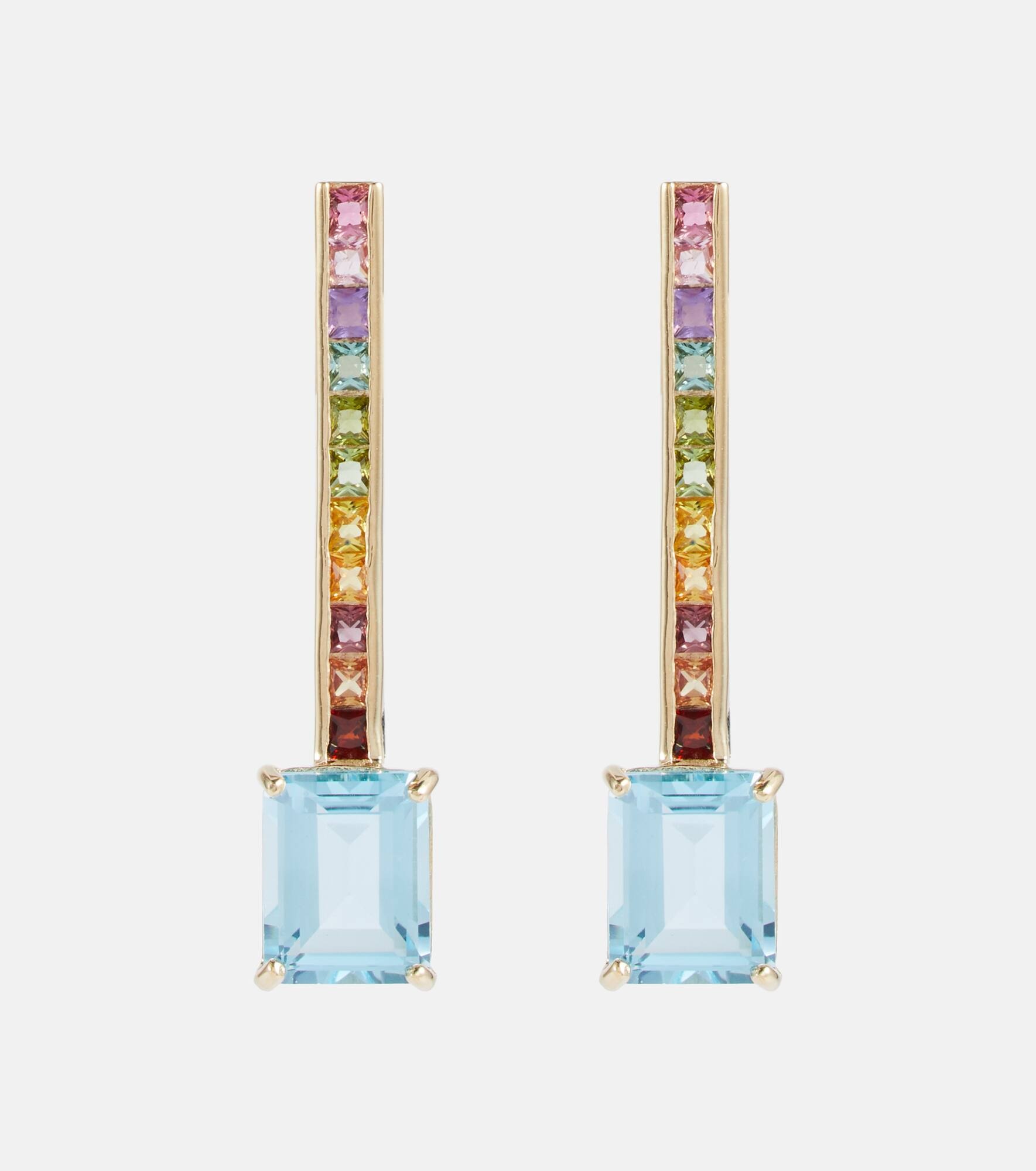 14kt gold earrings with topaz and sapphires - 1