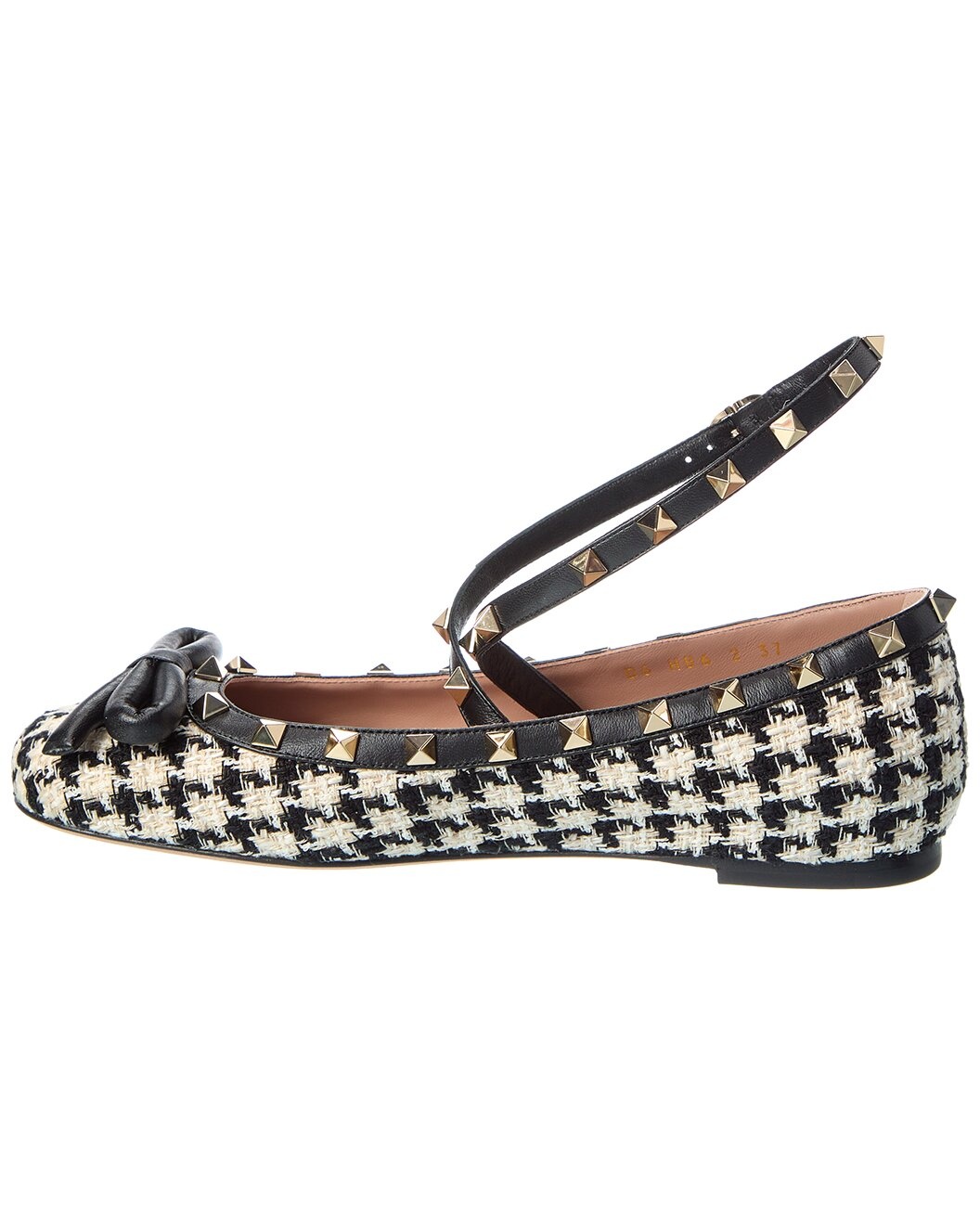 Valentino Rockstud Tweed & Leather Flat - 2