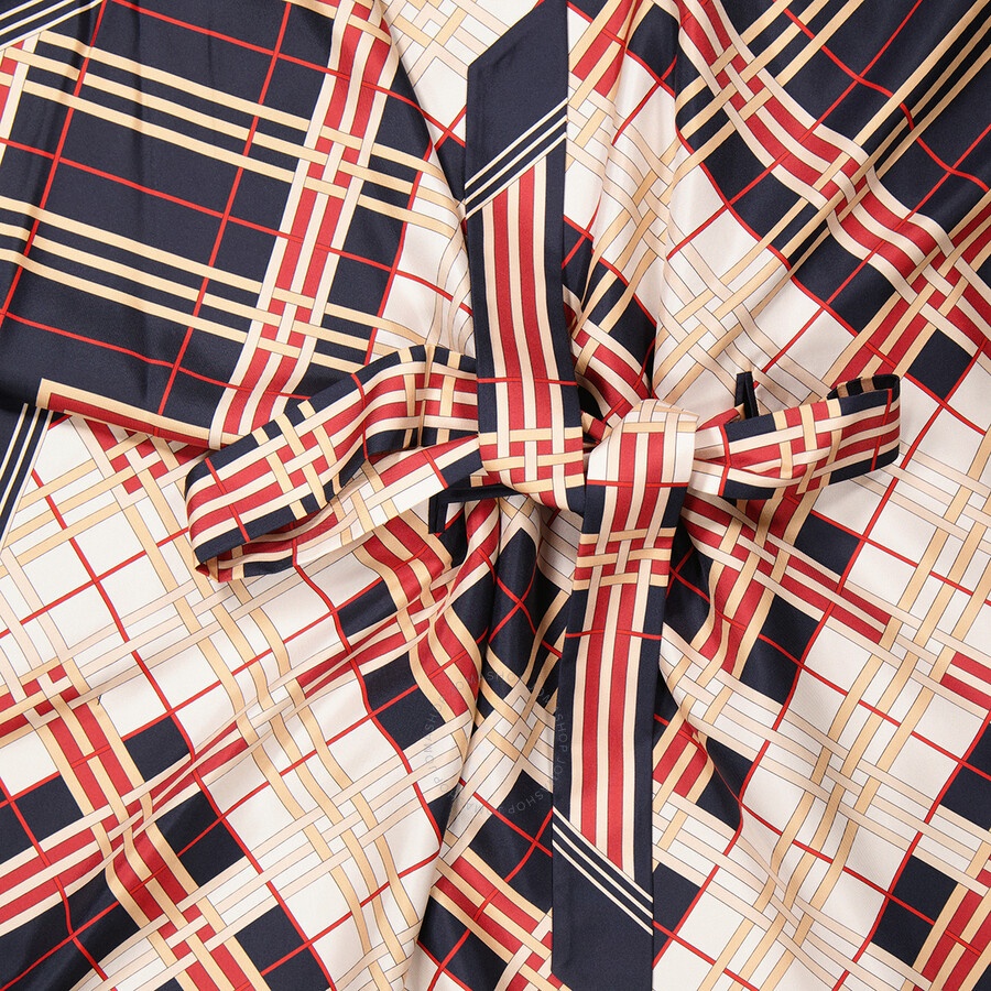 Burberry Abstract Check Print Silk Belted Cape - 2