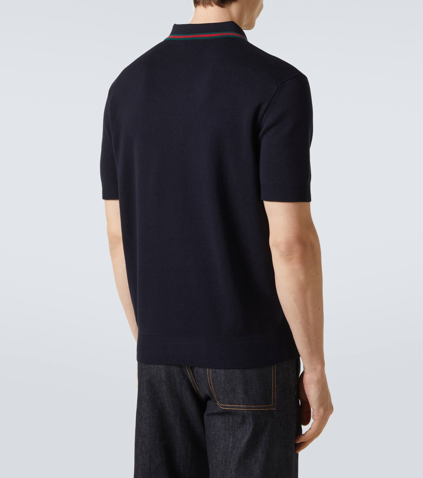 Web Stripe silk and cotton polo shirt - 4
