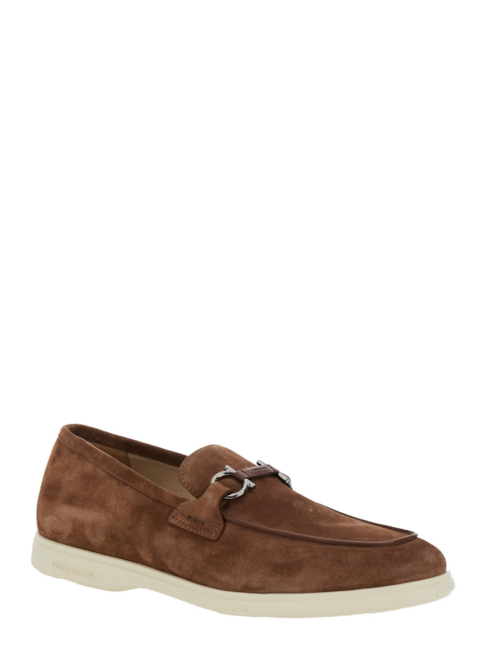 Ferragamo Men 'Cosimo' Brown Loafers With Metallic Hooks On The Front In Suede Man - 2