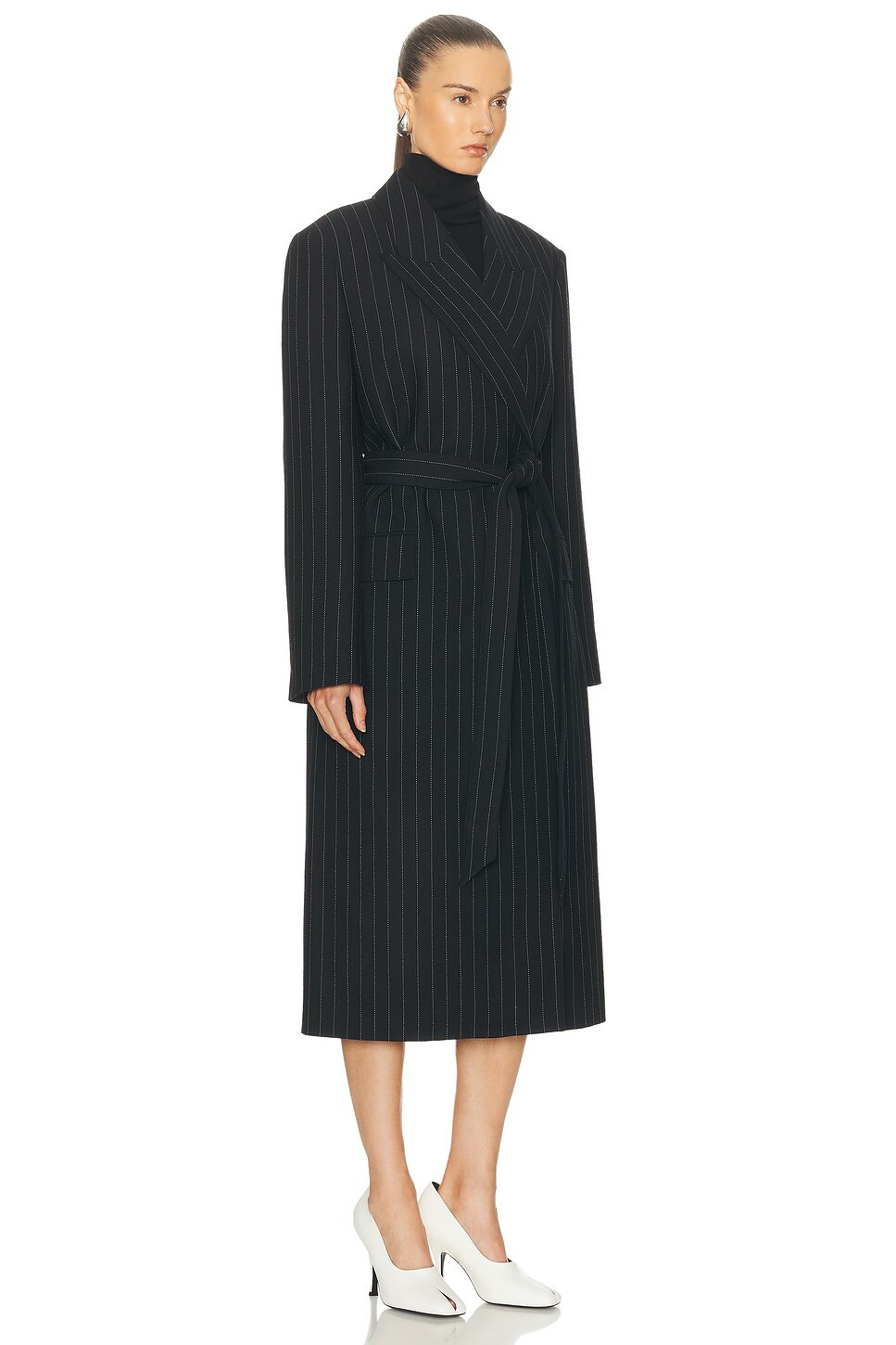 Olyx Pinstripe Maxi Coat - 3