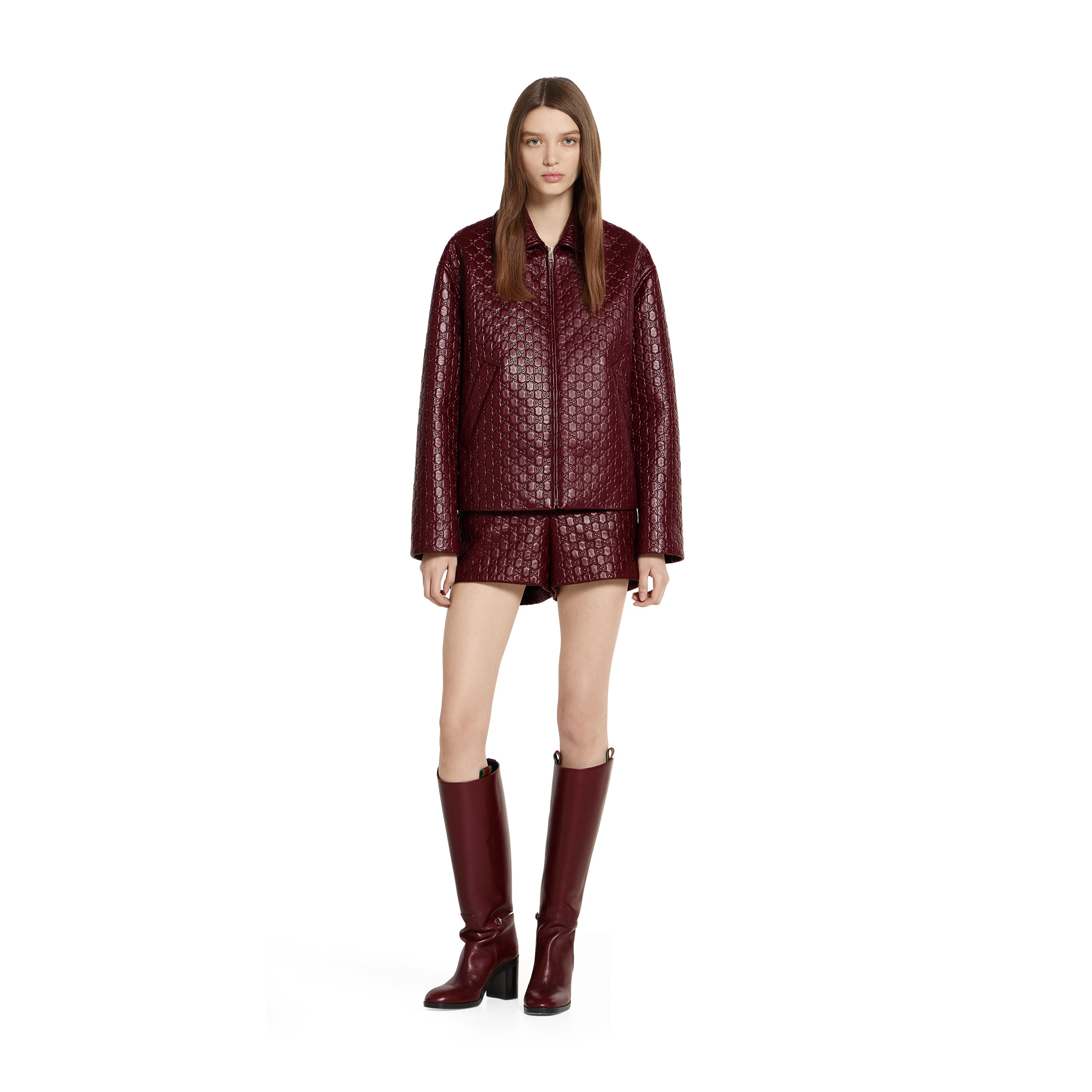 Oversize embossed GG leather jacket - 2
