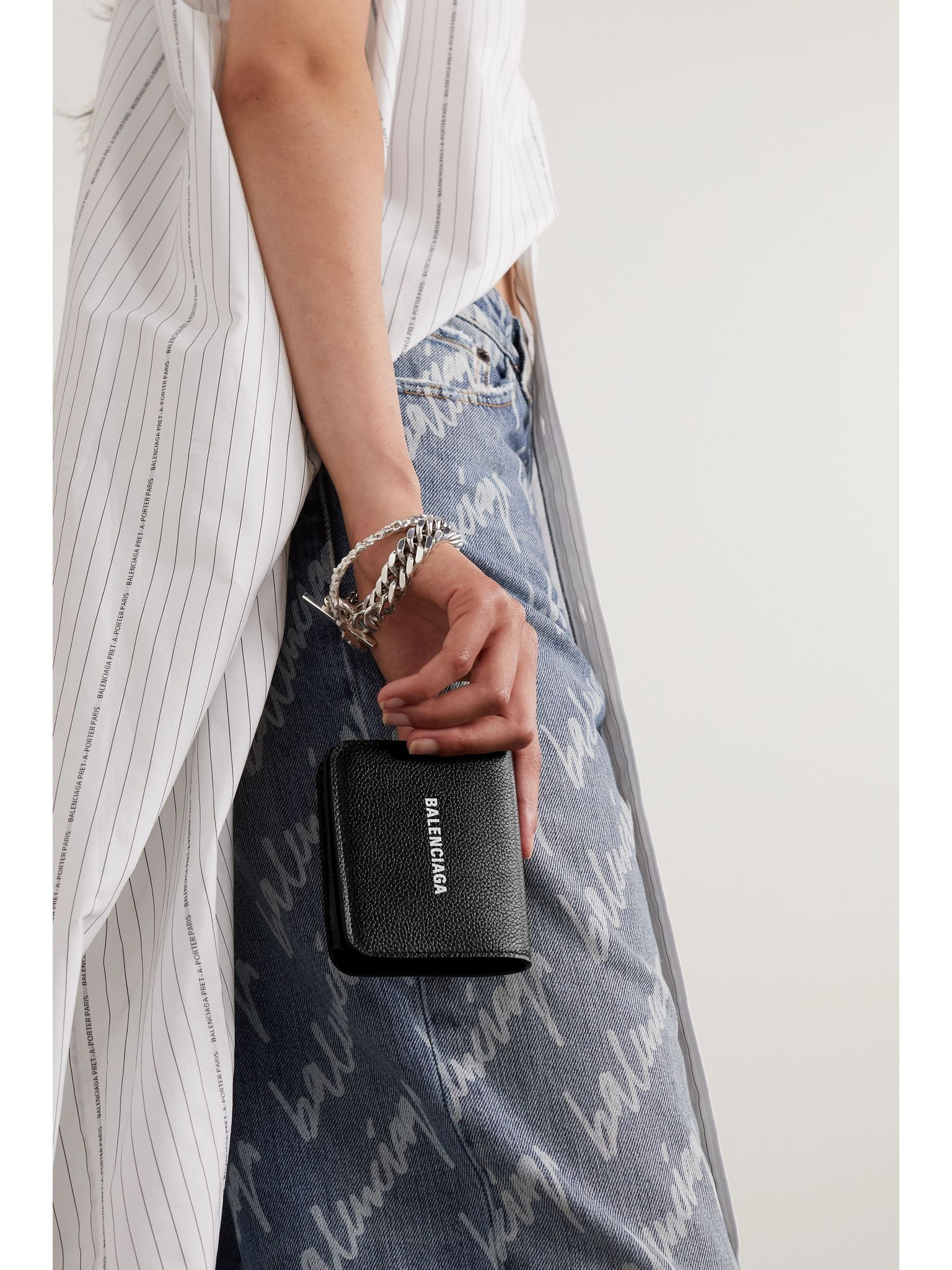 Printed textured-leather cardholder Black - 2