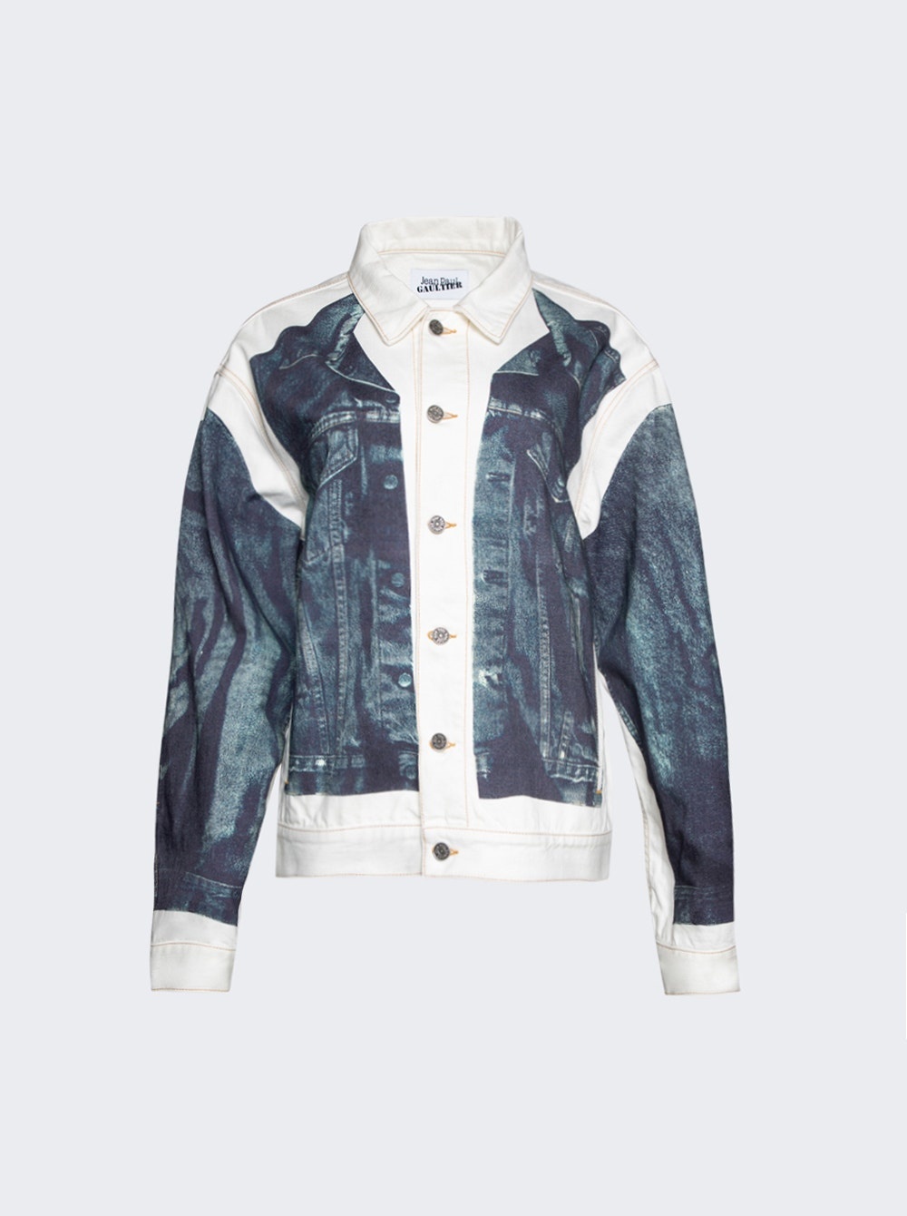 Trompe Denim Jacket White And Blue - 1