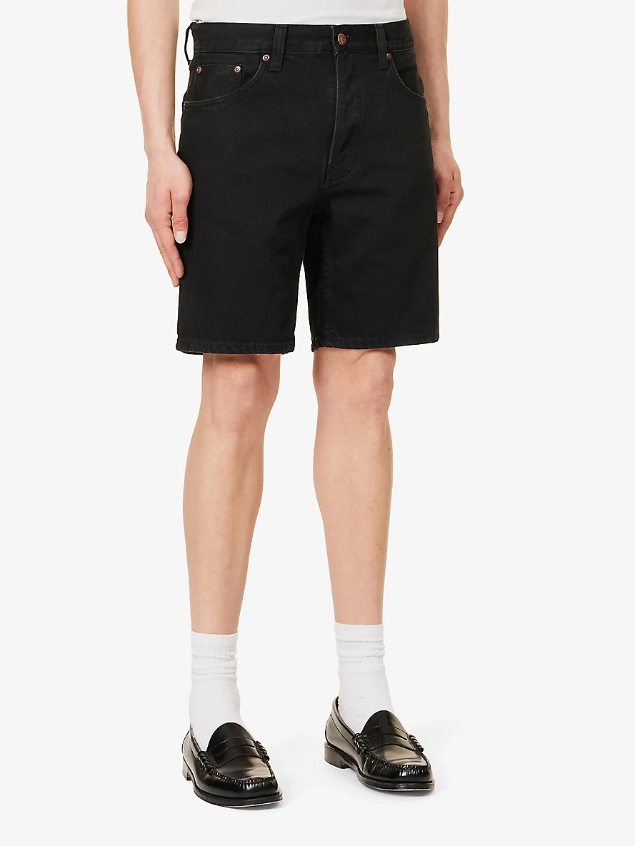 Seth brand-patch regular-fit denim shorts - 3