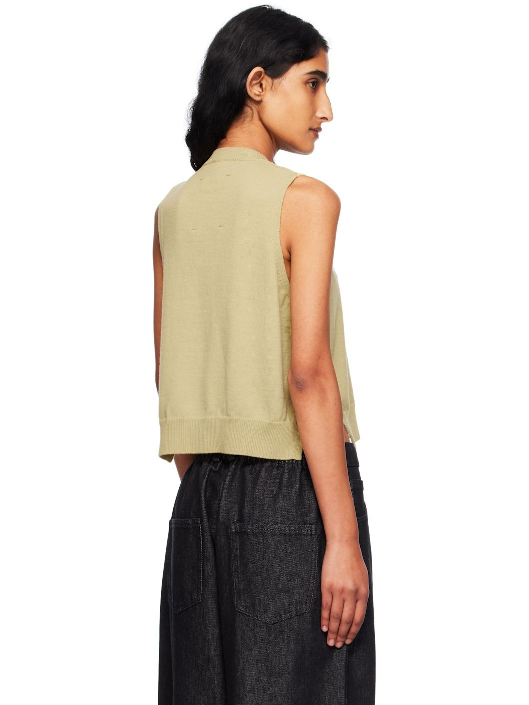 Yellow  Merino Wool Waistcoat Cardigan - 3