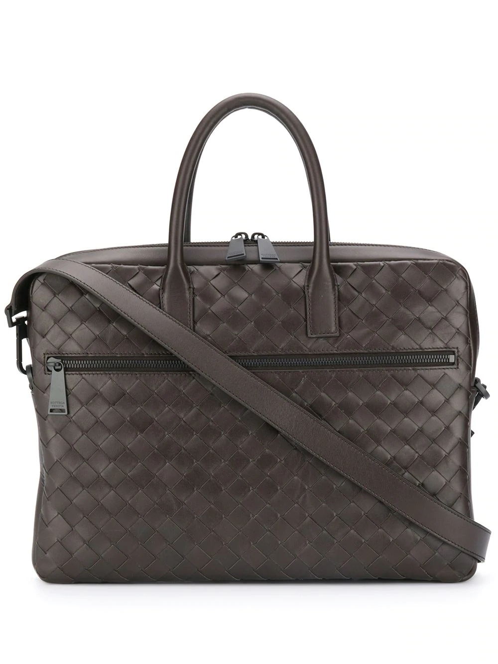 intrecciato weave zipped briefcase - 1