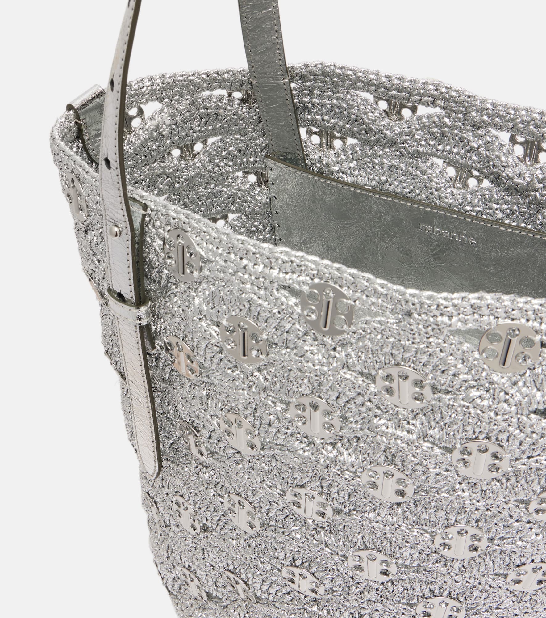 Embellished lamé raffia tote bag - 5