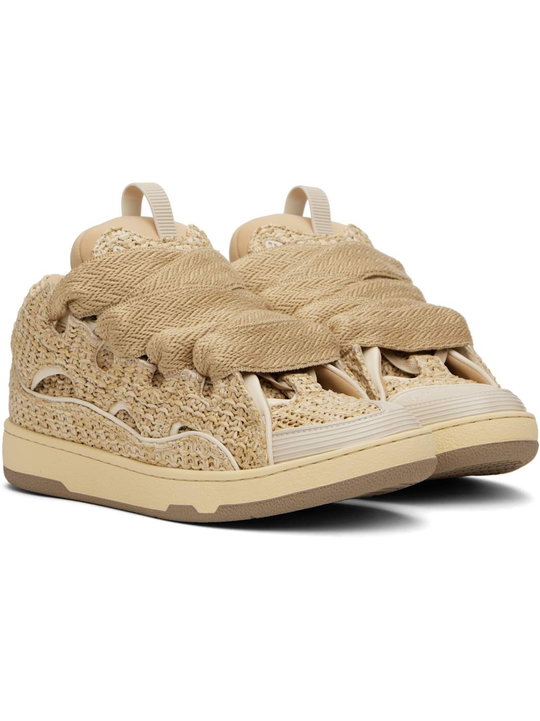 Beige Curb Raffia sneakers - 4