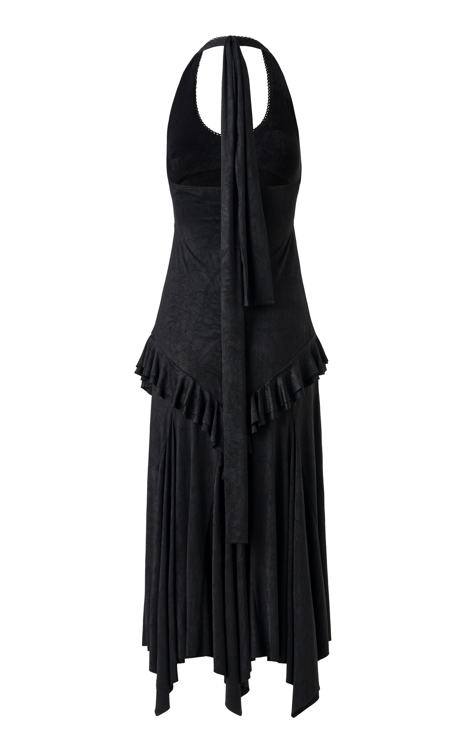 Lunn Ruffled Jersey Halter Midi Dress black - 3