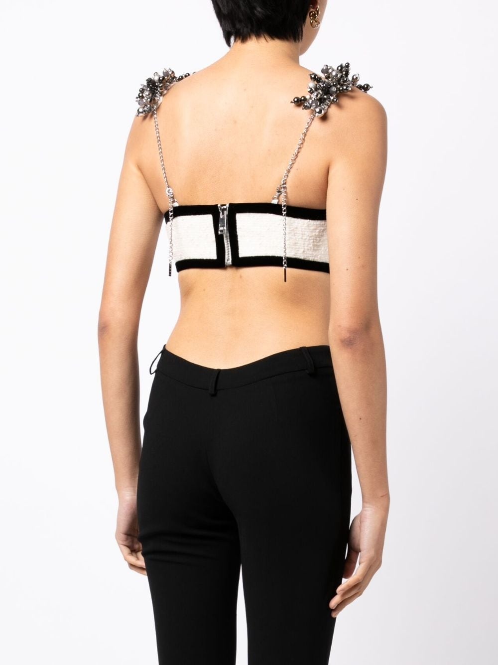 bead-embellished heart crop top - 4