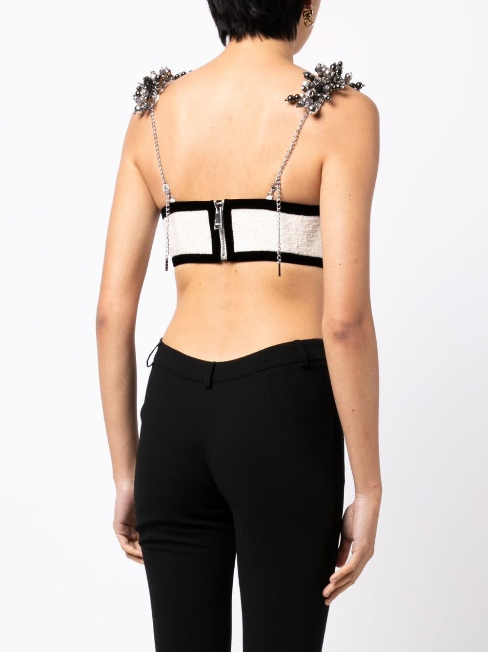 Heart crystal-embellished crop top in black - Area