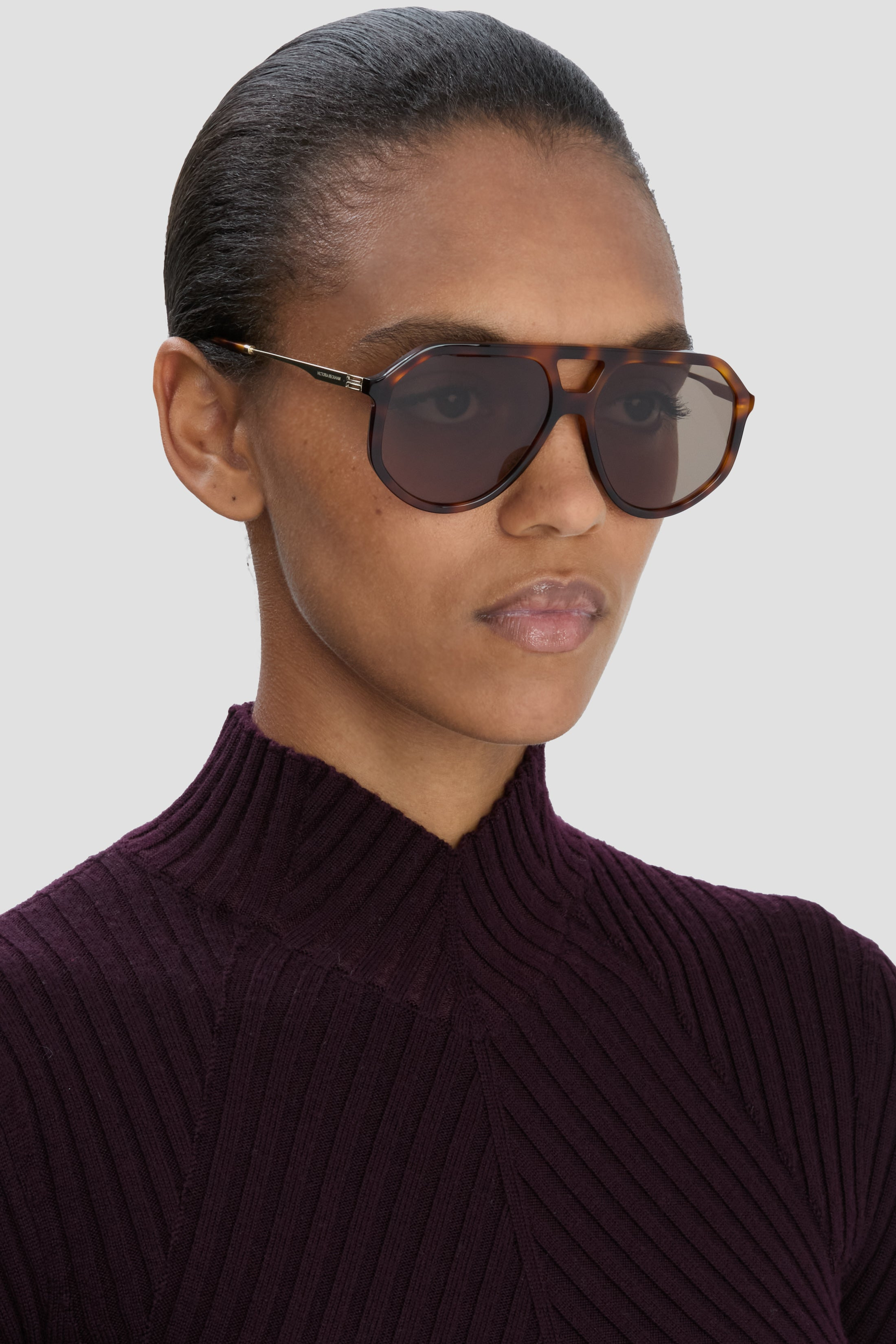 Acetate Aviator Sunglasses in Tortoise - 3