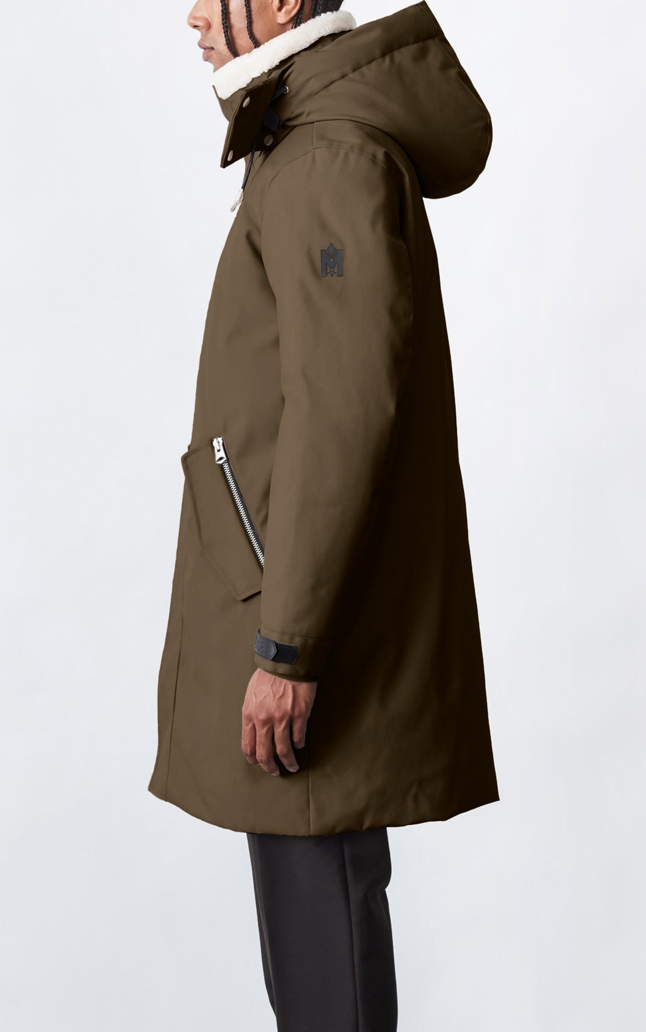 KASON Twill down parka with sheepskin lined collar for men - 5