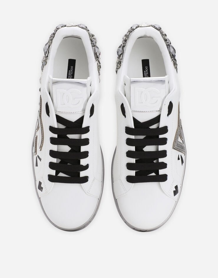 Printed calfskin nappa Portofino sneakers with DG logo and embroidery - 4