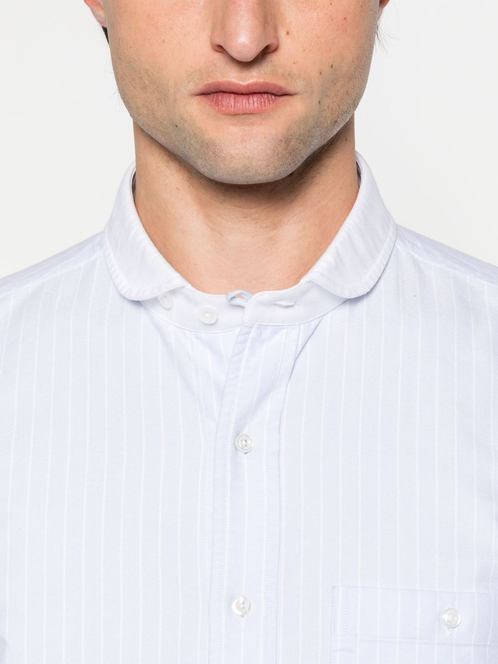 pinstriped shawl-collar shirt - 5