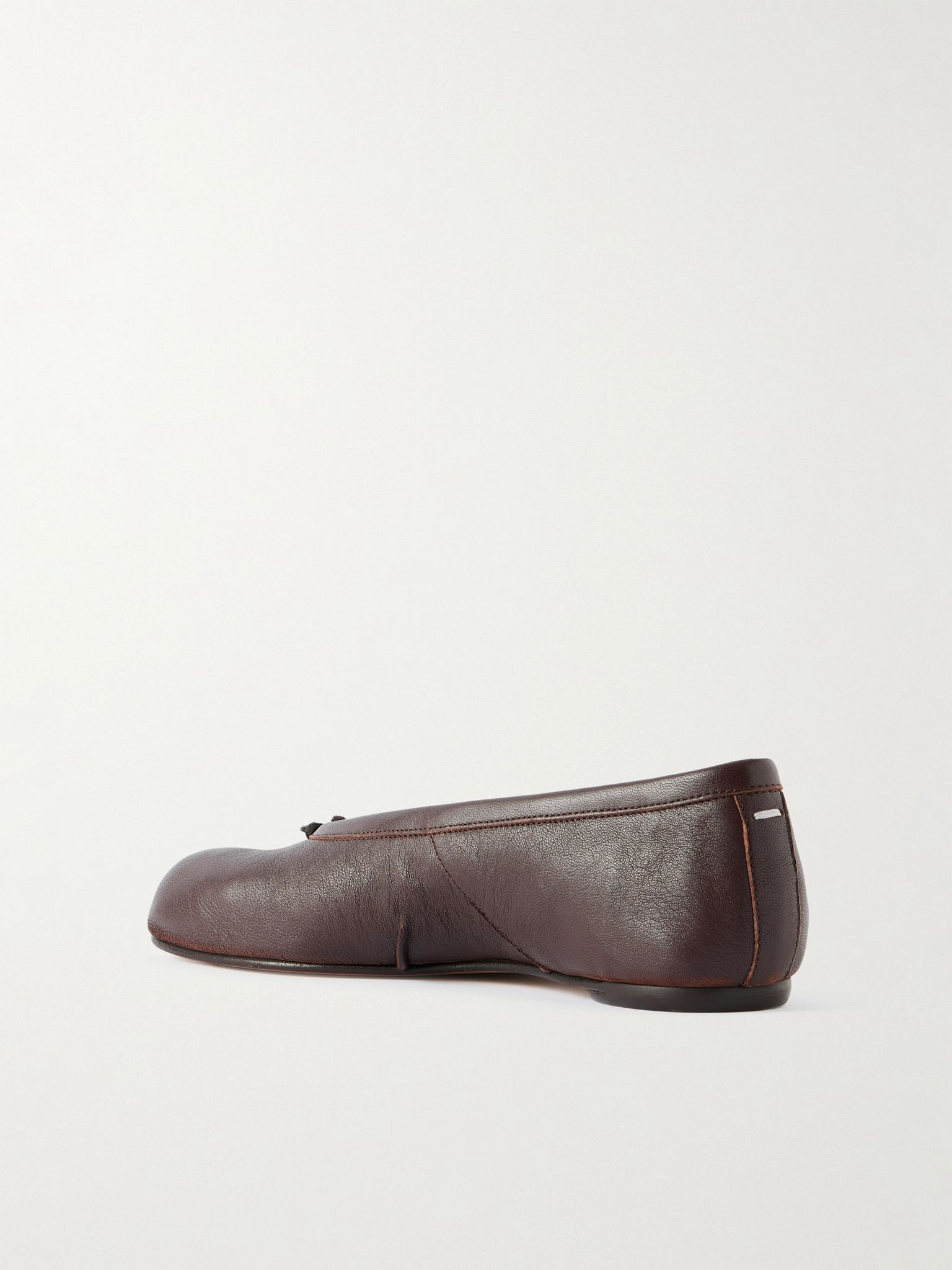 Tabi split-toe leather ballet flats Brown - 3
