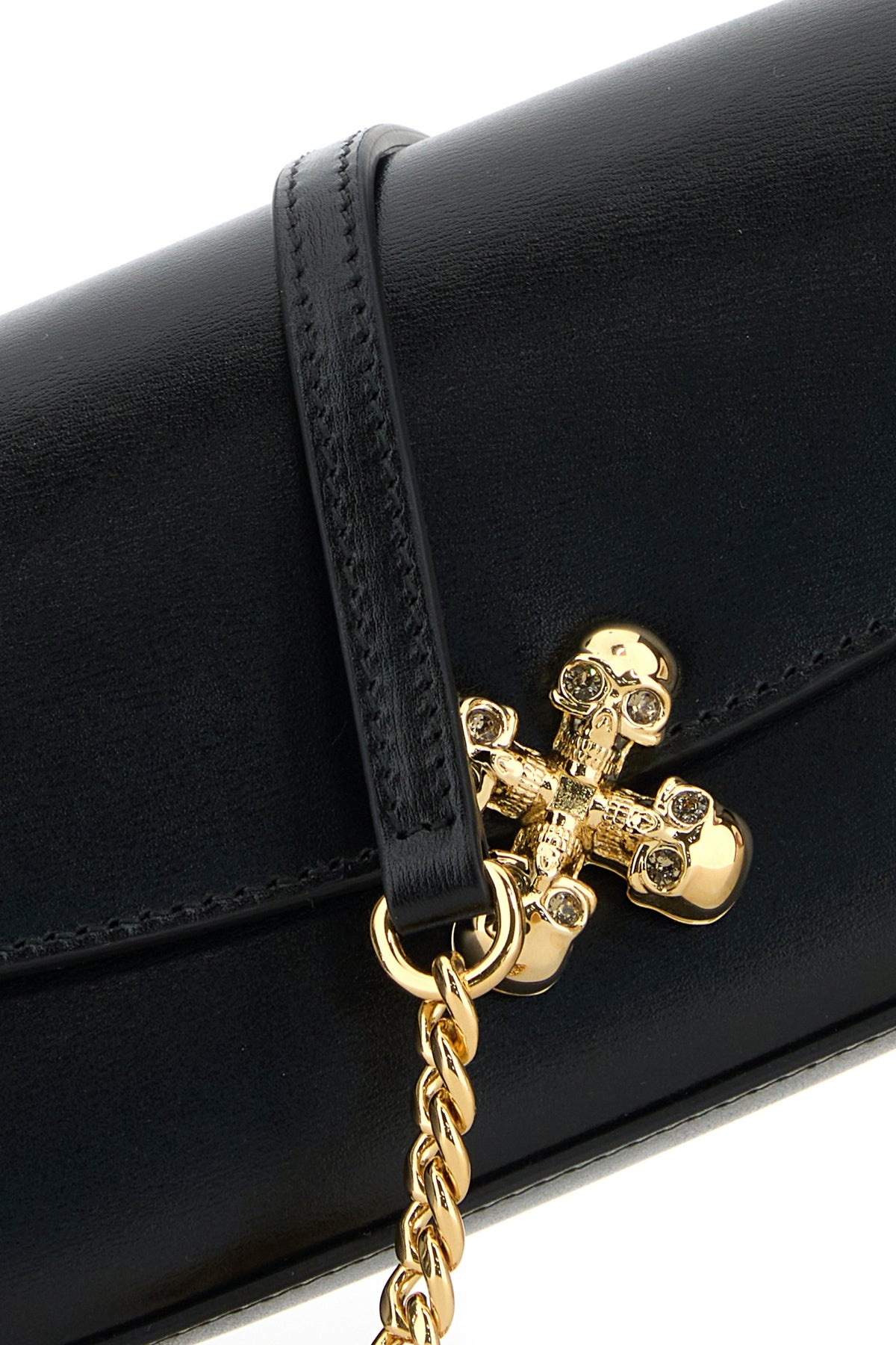 Black healthier small Skull Flower crossbody bag - 4