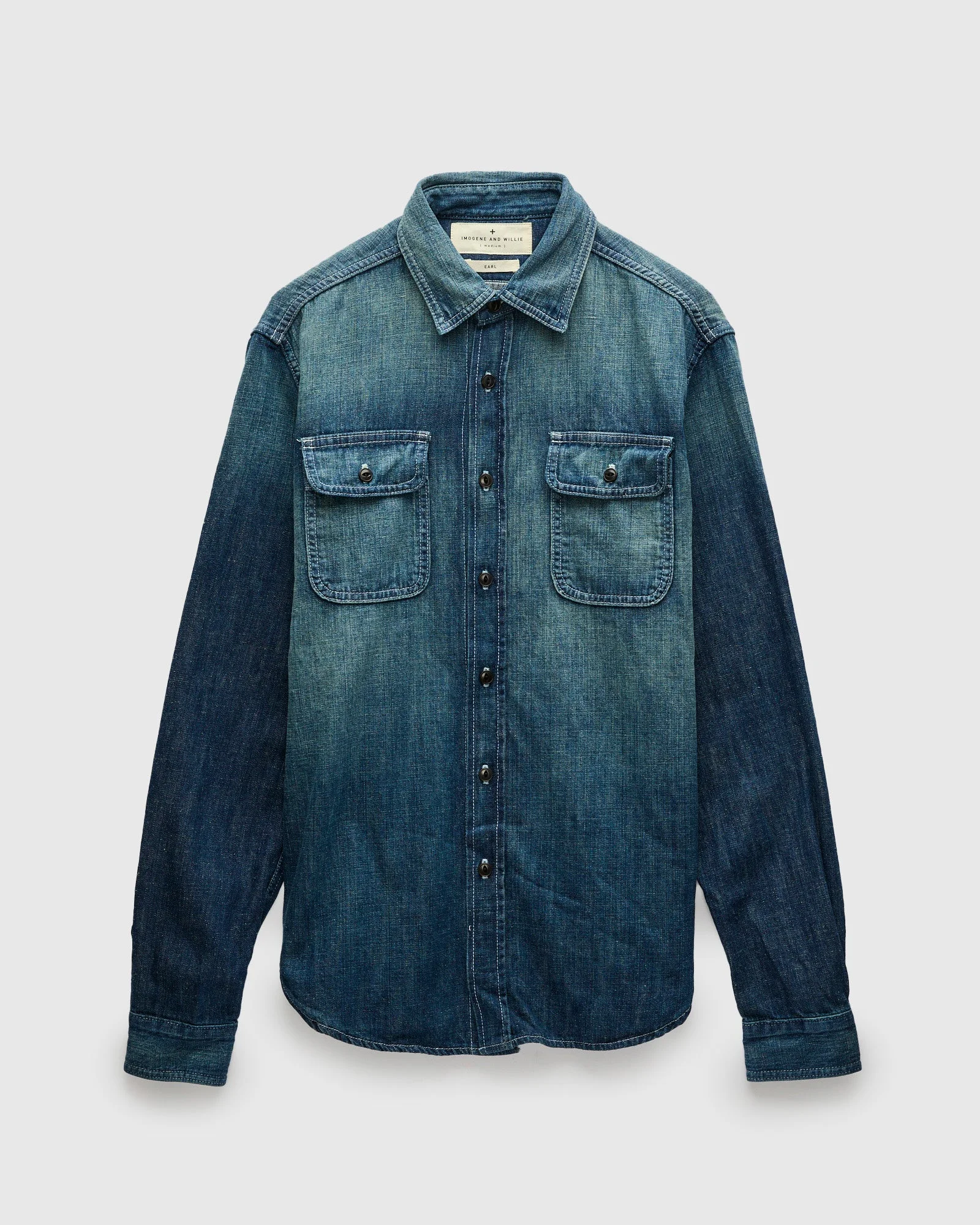 Earl Selvedge Denim Shirt in Dark Washed Indigo - 1