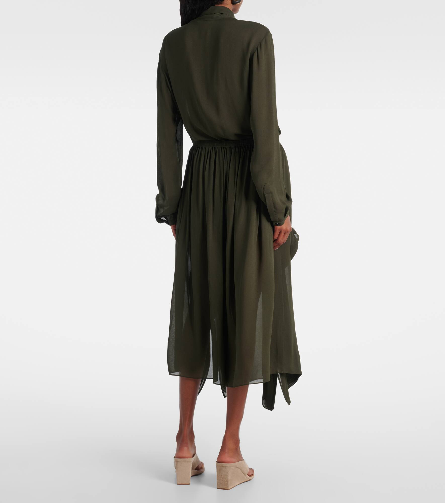 Ruffled georgette wide-leg pants - 3