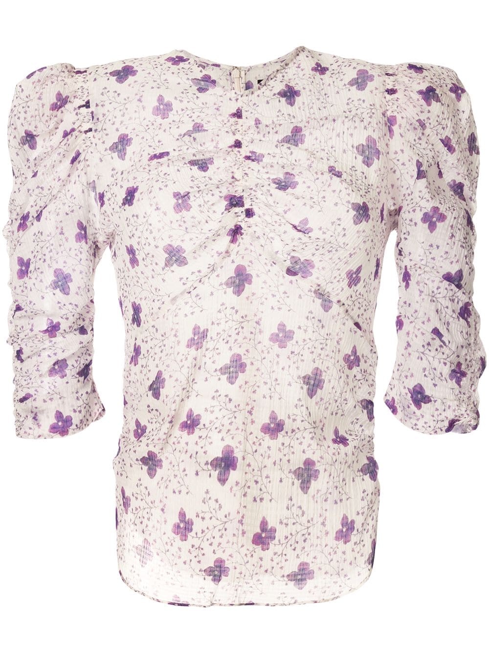 Eddie ruched floral-print blouse - 1