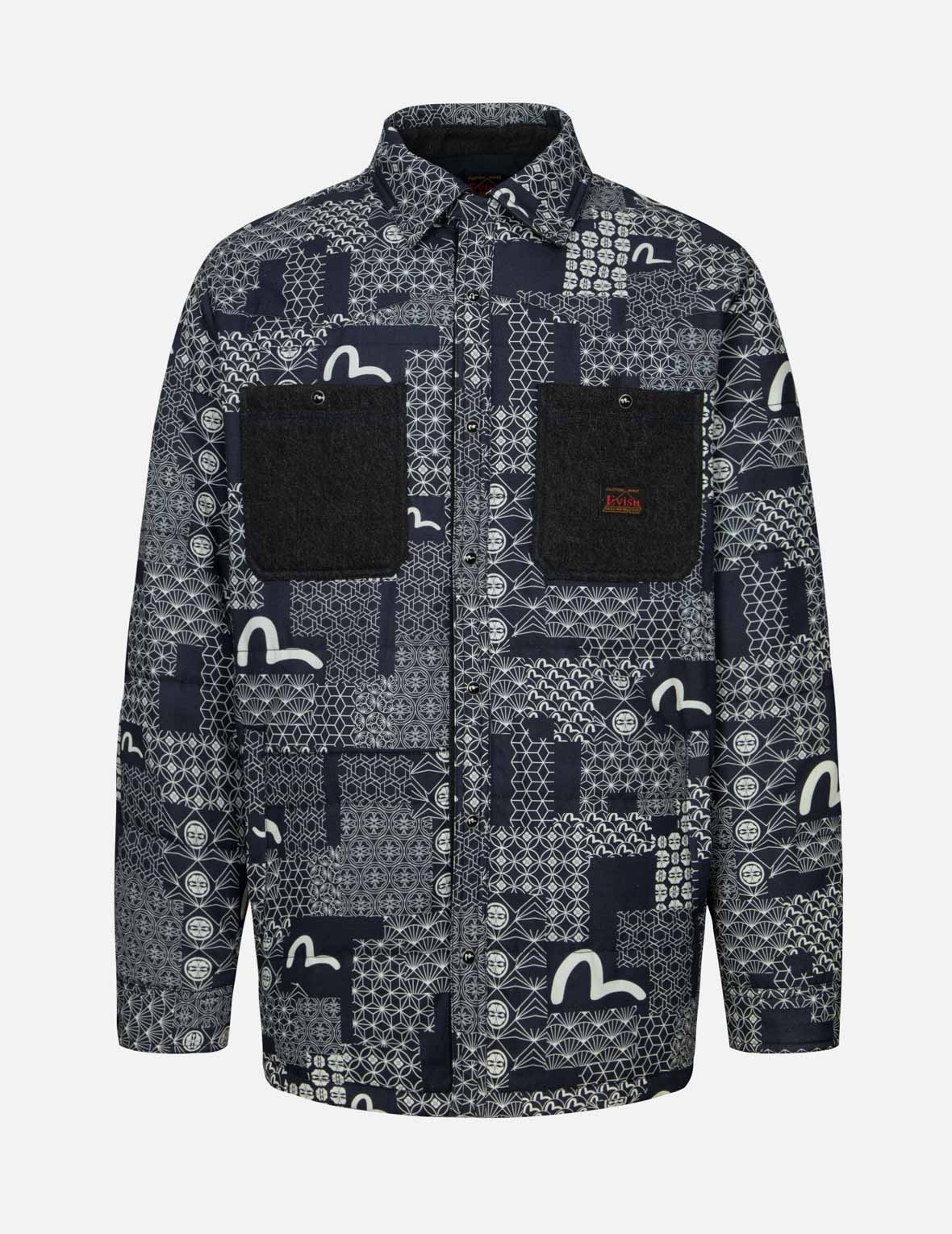 Allover Monogram Kamon and Seagull Loose Fit Jacquard Denim Anorak