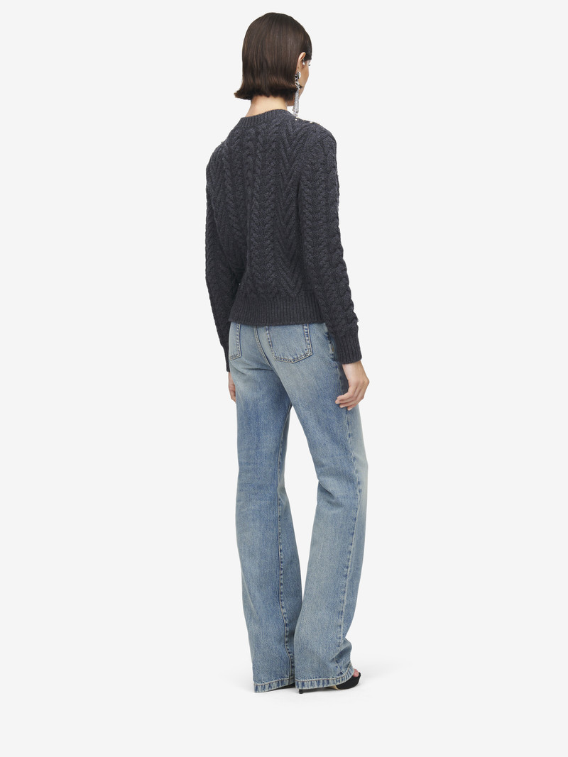 Crystal Embroidery Cable Knit Cardigan 5