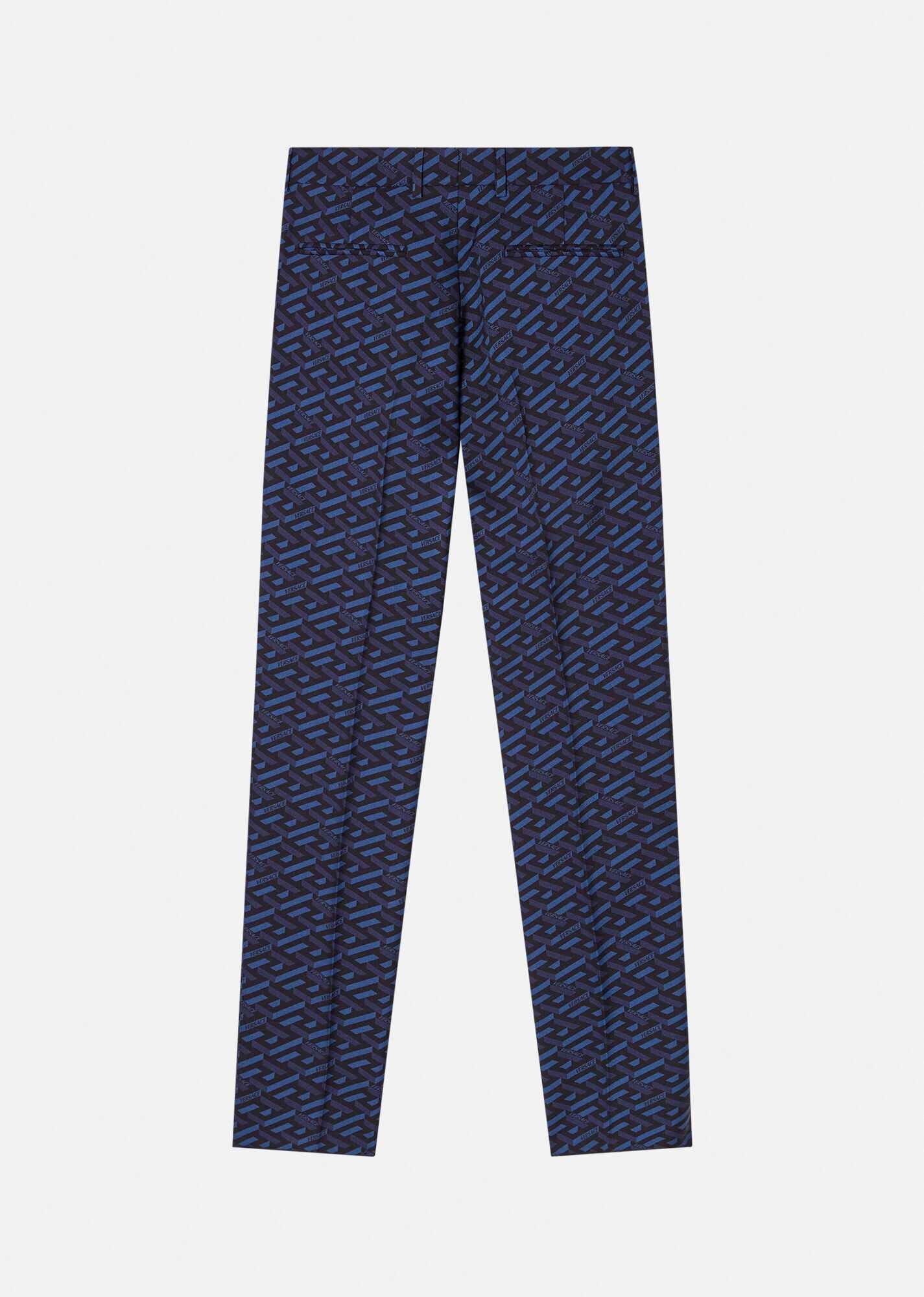 La Greca Print Gabardine Pants - 3