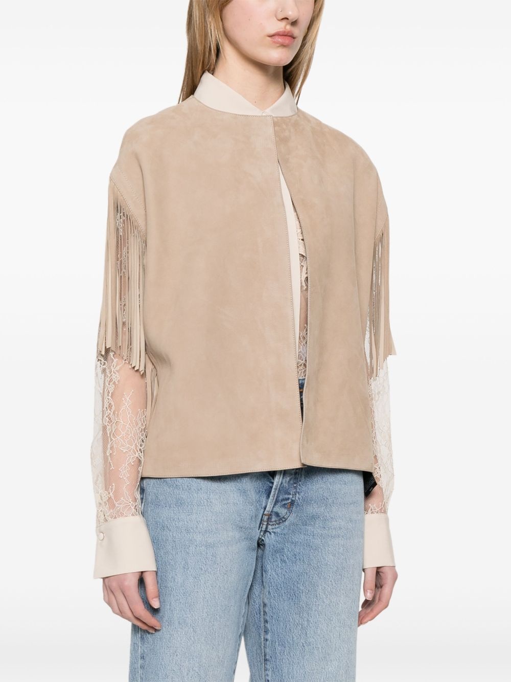 fringed-trim jacket - 3