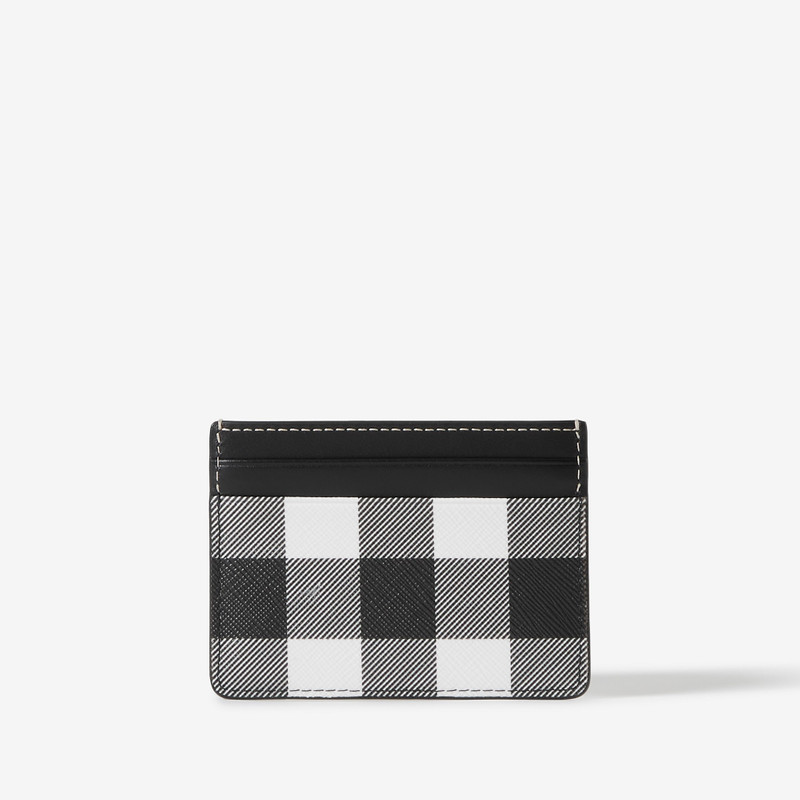 Exaggerated Check and Leather Card Case 3