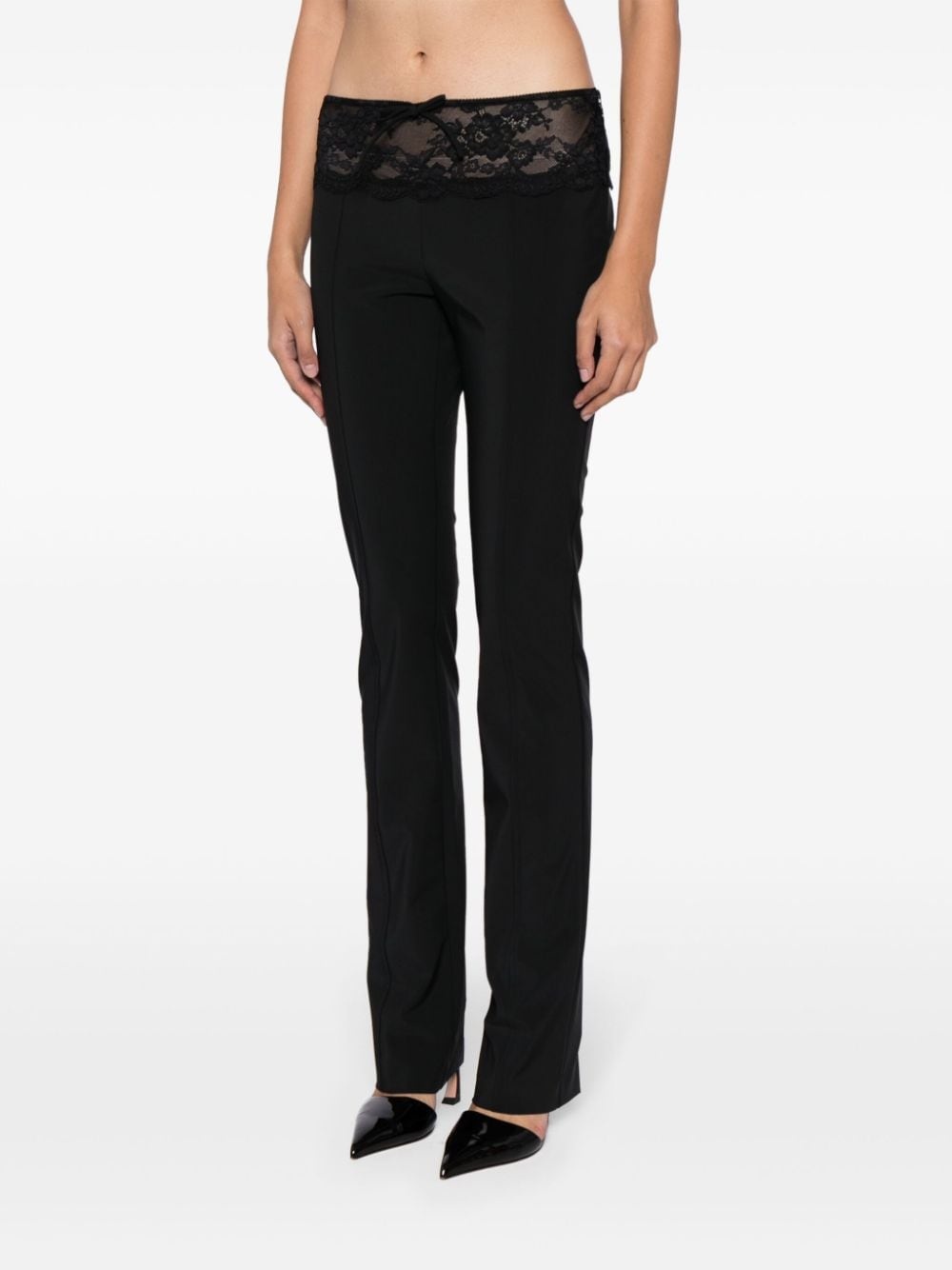 lace-detail tapered trousers - 3