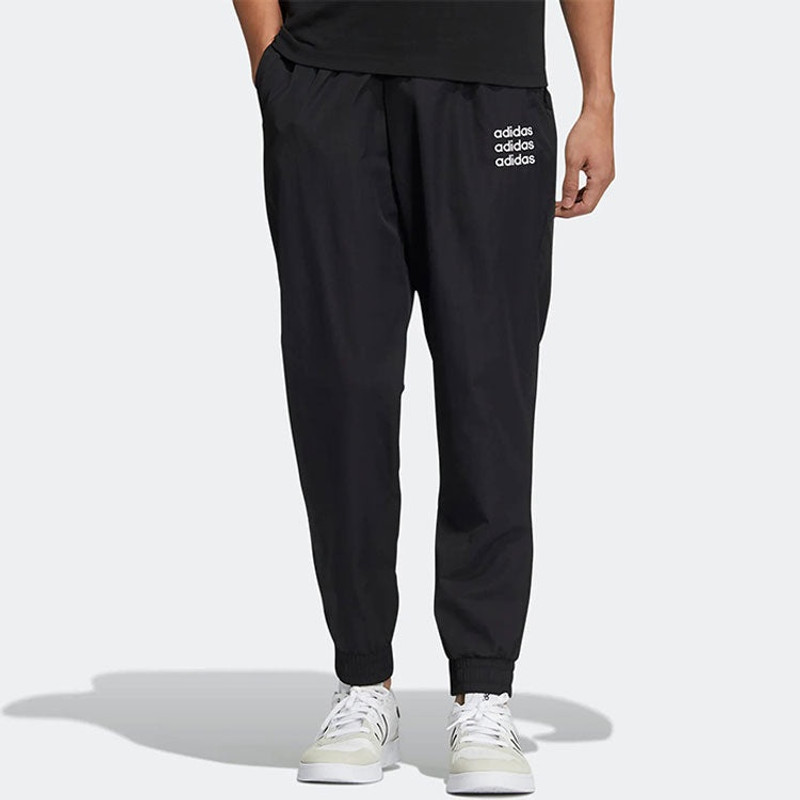 adidas Men's adidas neo Logo Printing Solid Color Casual Long Pants/Trousers Black HD4705 outlook