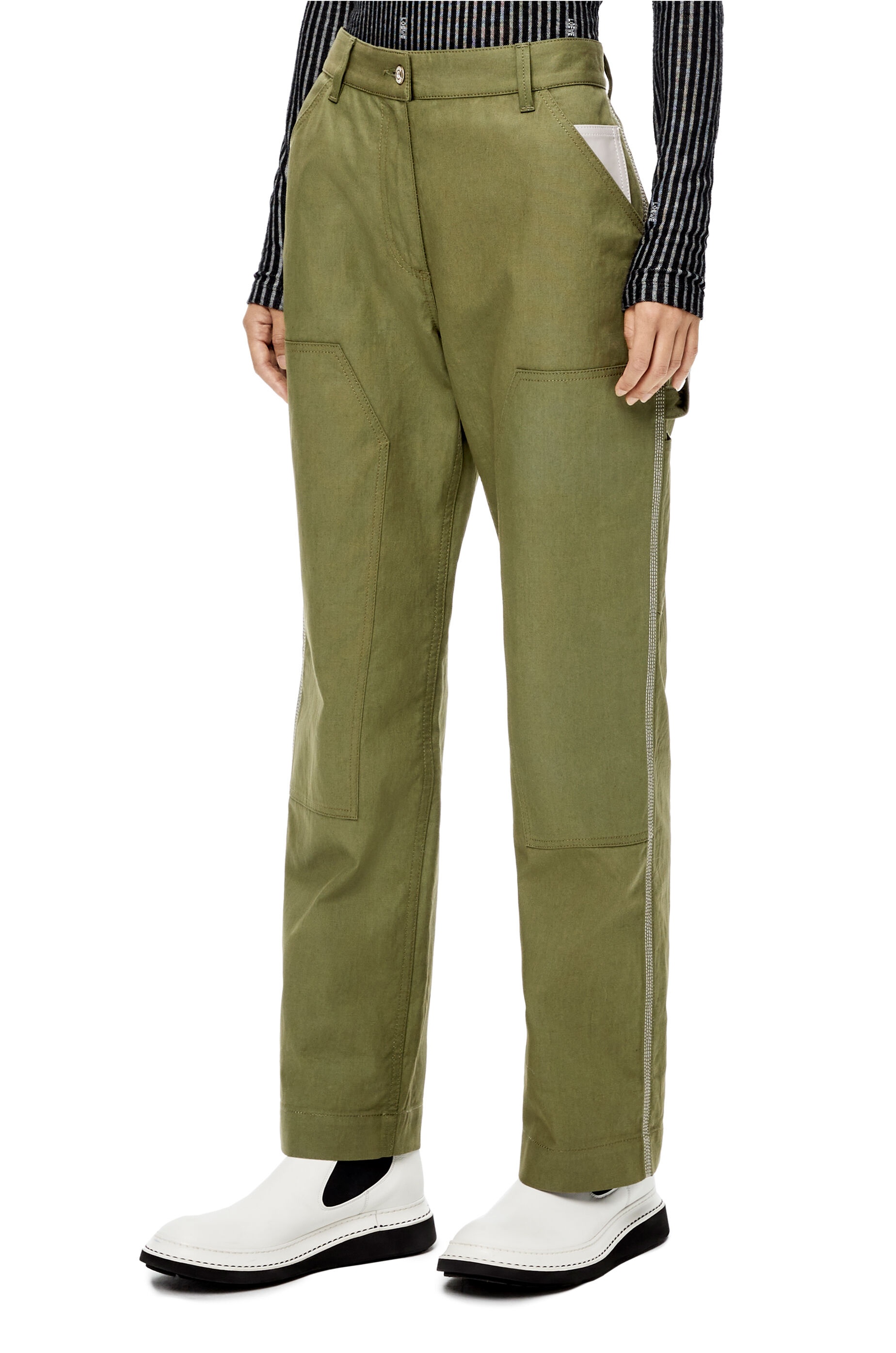 Utilitarian trousers in cotton and linen - 3