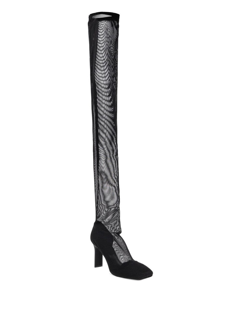 courrèges square-toe mesh thigh boots outlook